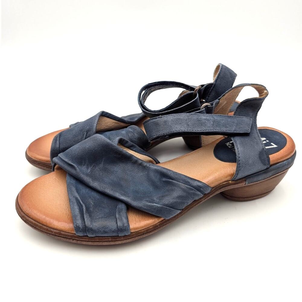 Miz Mooz Collette Leather Heel Sandals Ankle Strap Women's Blue US 10.5-11 EU42